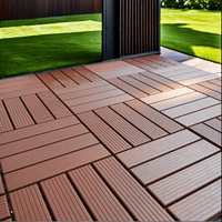 Brown Interlocking Plastic Deck Tiles For Outdoor Flooring - 44 Pack