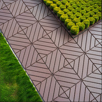 Brown Interlocking Plastic Deck Tiles For Outdoor Flooring - 44 Pack