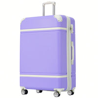 Lightweight Hardshell Luggage Set With Double Spinner Wheels And TSA Lock 28 Inch Vintage Style White Suitcase