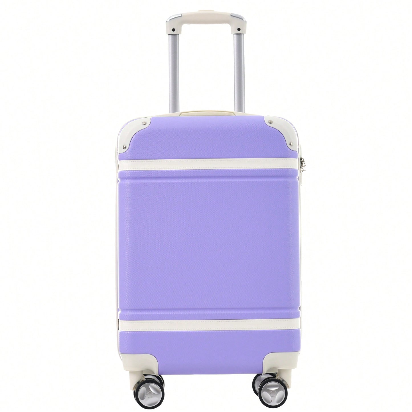 Lightweight Hardshell Luggage Set With Double Spinner Wheels And TSA Lock 28 Inch Vintage Style White Suitcase