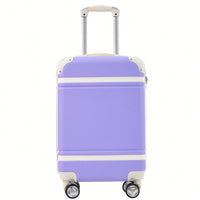 Lightweight Hardshell Luggage Set With Double Spinner Wheels And TSA Lock 28 Inch Vintage Style White Suitcase