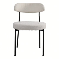Curved Backrest Upholstered Dining Chairs With Metal Legs Set Of 2 In Beige