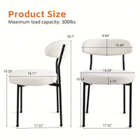 Curved Backrest Upholstered Dining Chairs With Metal Legs Set Of 2 In Beige