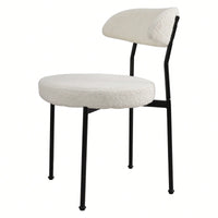 Curved Backrest Upholstered Dining Chairs With Metal Legs Set Of 2 In Beige