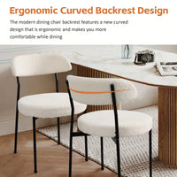 Curved Backrest Upholstered Dining Chairs With Metal Legs Set Of 2 In Beige