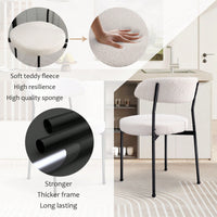 Curved Backrest Upholstered Dining Chairs With Metal Legs Set Of 2 In Beige