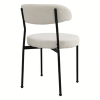 Curved Backrest Upholstered Dining Chairs With Metal Legs Set Of 2 In Beige