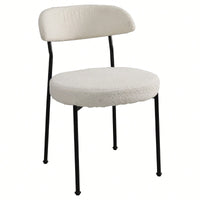 Curved Backrest Upholstered Dining Chairs With Metal Legs Set Of 2 In Beige