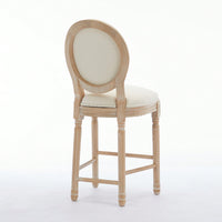 Classic French Country Solid Wood Bar Stools Set Of 2 With Upholstered Seats For Kitchen Or Dining Room