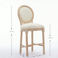 Classic French Country Solid Wood Bar Stools Set Of 2 With Upholstered Seats For Kitchen Or Dining Room