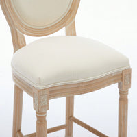 Classic French Country Solid Wood Bar Stools Set Of 2 With Upholstered Seats For Kitchen Or Dining Room