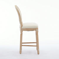 Classic French Country Solid Wood Bar Stools Set Of 2 With Upholstered Seats For Kitchen Or Dining Room