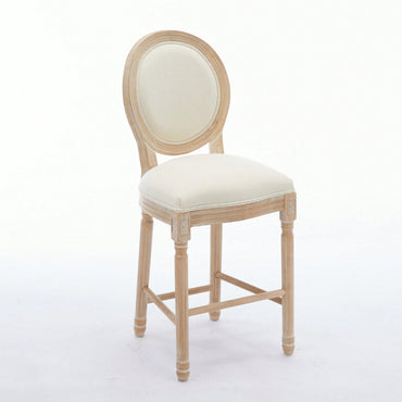 Classic French Country Solid Wood Bar Stools Set Of 2 With Upholstered Seats For Kitchen Or Dining Room