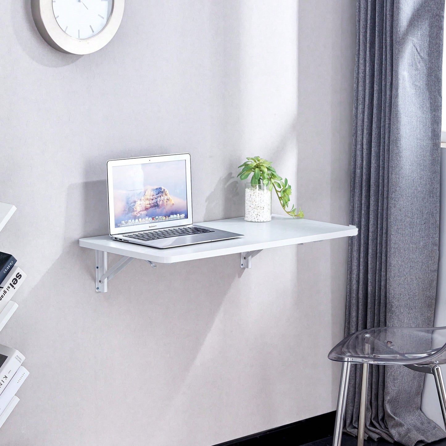 Space-Saving Wall Mounted Folding Table For Laundry Room, Home Office, Kitchen, Garage, And Dining Room