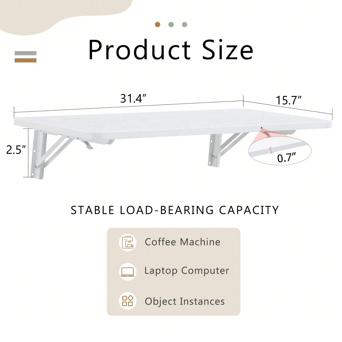 Space-Saving Wall Mounted Folding Table For Laundry Room, Home Office, Kitchen, Garage, And Dining Room