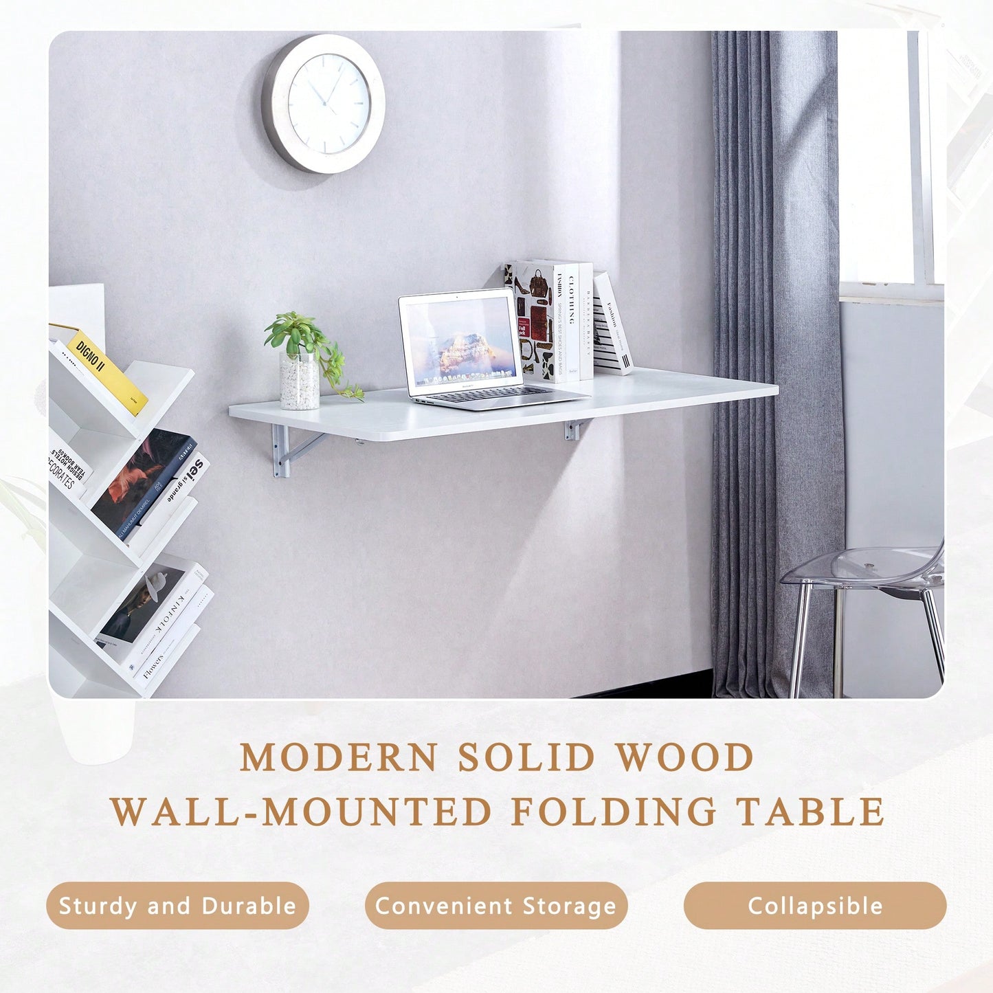 Space-Saving Wall Mounted Folding Table For Laundry Room, Home Office, Kitchen, Garage, And Dining Room