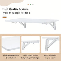 Space-Saving Wall Mounted Folding Table For Laundry Room, Home Office, Kitchen, Garage, And Dining Room