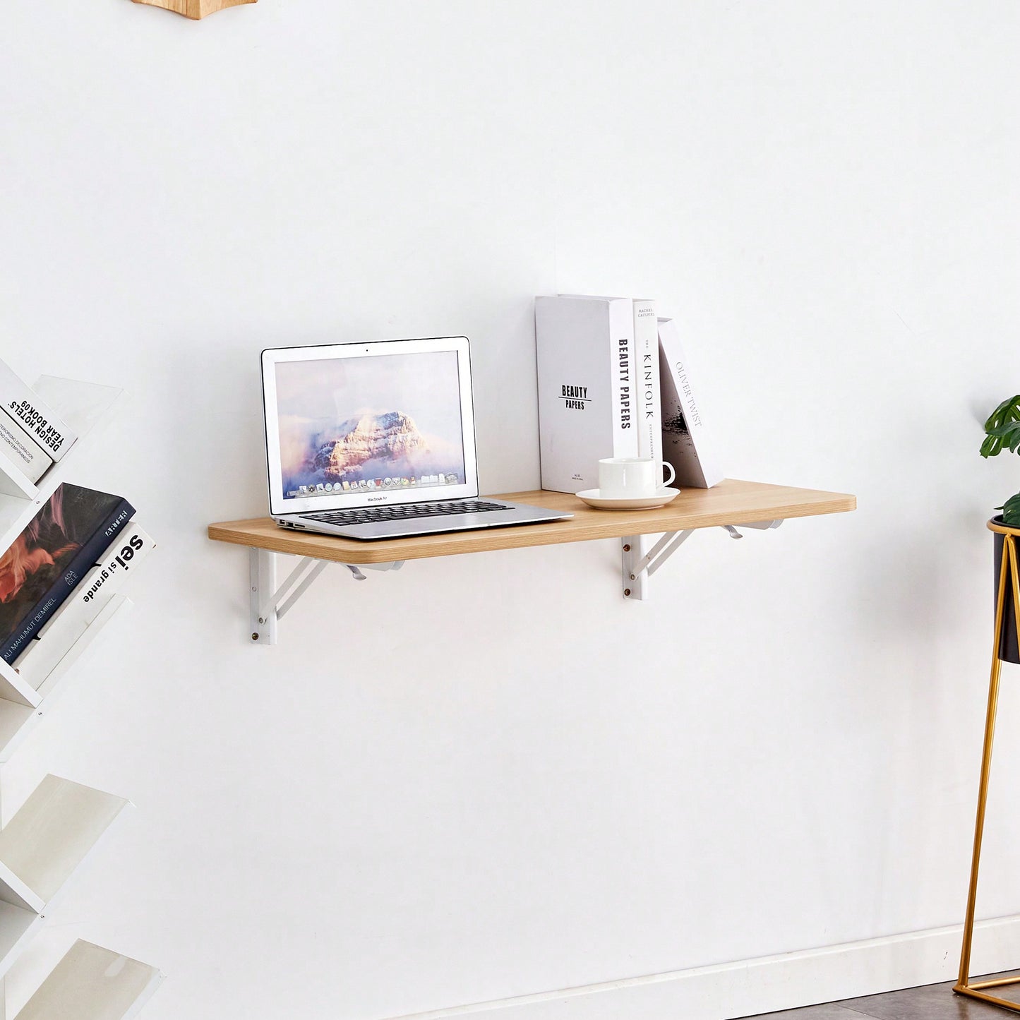 Space-Saving Wall Mounted Folding Table For Laundry Room, Home Office, Kitchen, Garage, And Dining Room