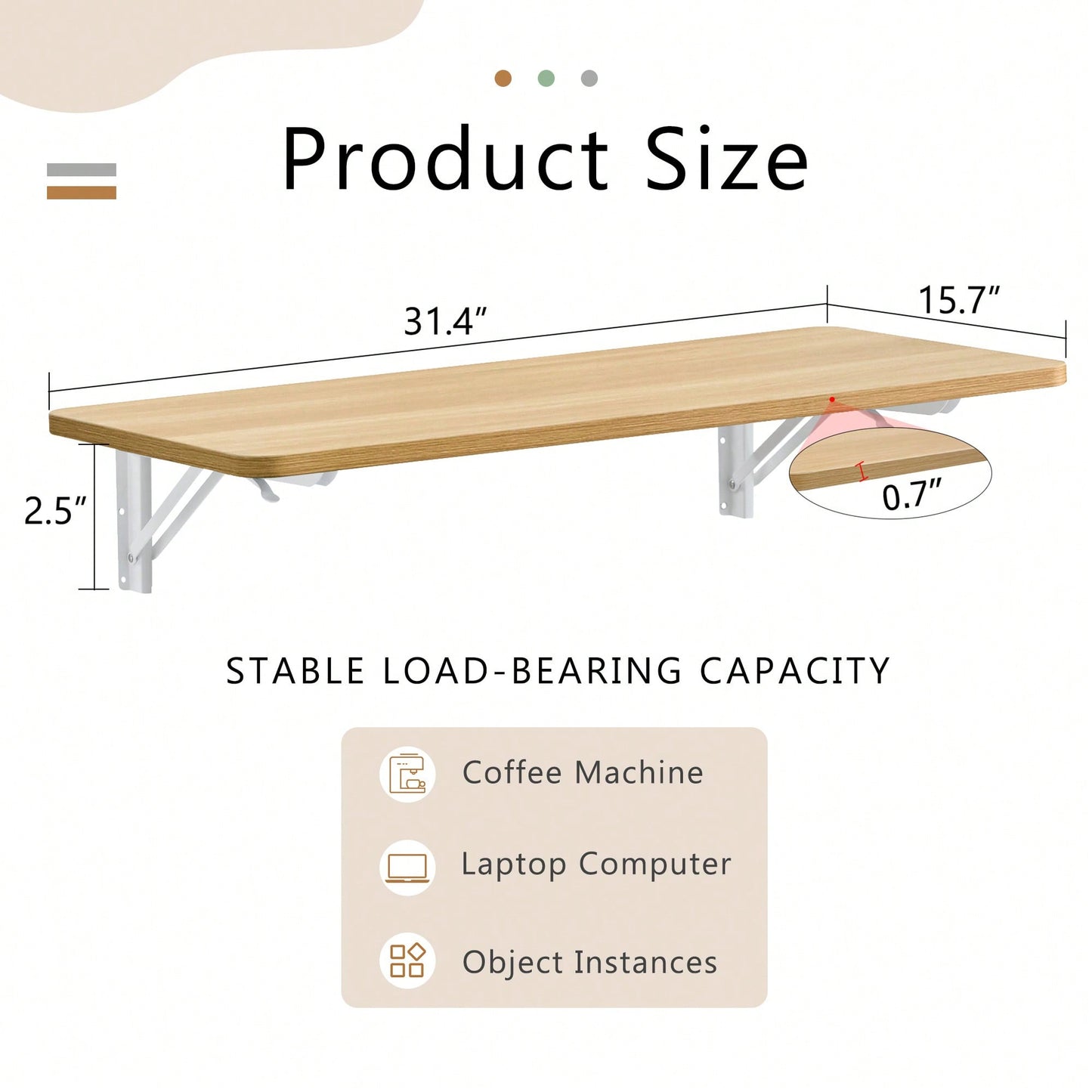 Space-Saving Wall Mounted Folding Table For Laundry Room, Home Office, Kitchen, Garage, And Dining Room