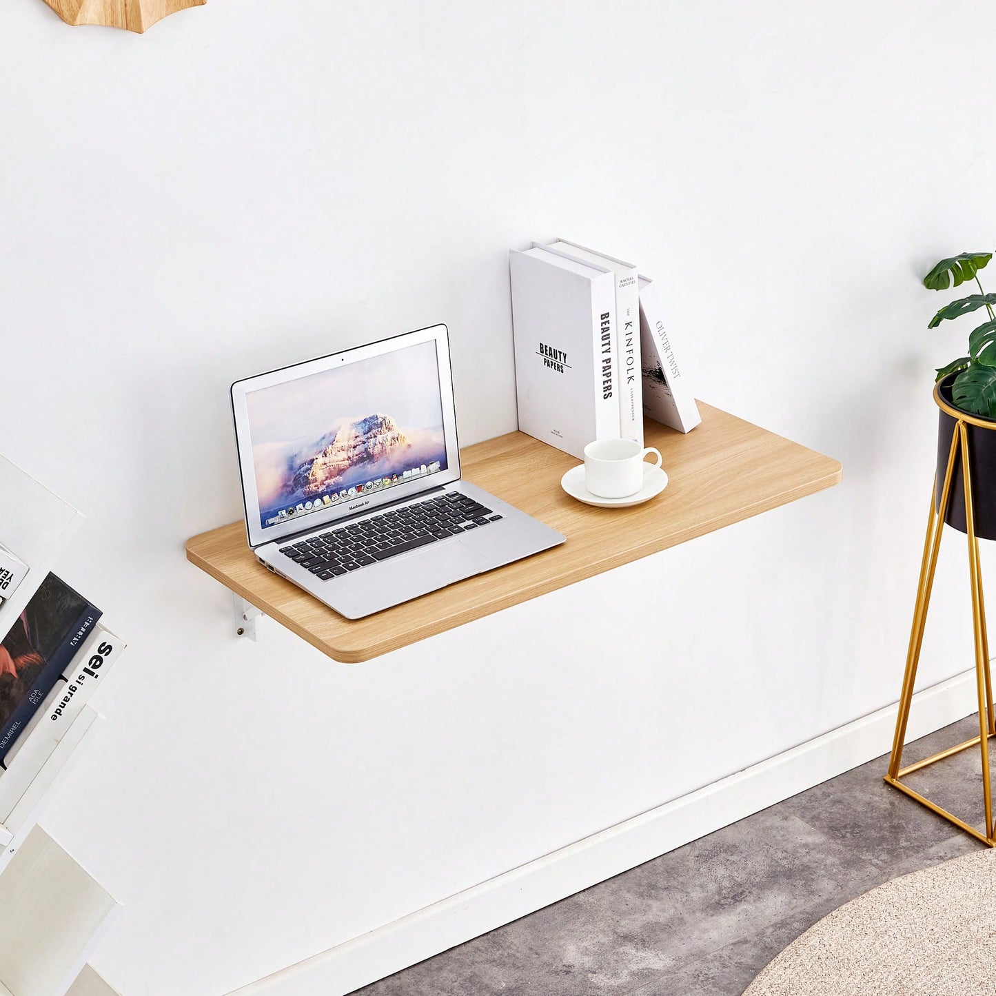 Space-Saving Wall Mounted Folding Table For Laundry Room, Home Office, Kitchen, Garage, And Dining Room