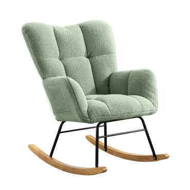 Modern Light Green Rocking Accent Chair For Nursery Living Room And Bedroom