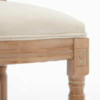 Classic French Country Solid Wood Bar Stools Set Of 2 With Upholstered Seating For Kitchen Counter Beige Rattan