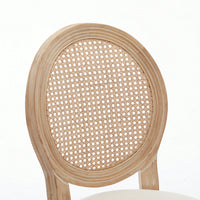 Classic French Country Solid Wood Bar Stools Set Of 2 With Upholstered Seating For Kitchen Counter Beige Rattan