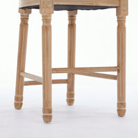Classic French Country Solid Wood Bar Stools Set Of 2 With Upholstered Seating For Kitchen Counter Beige Rattan