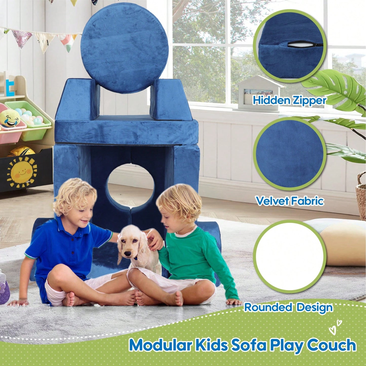 14 Piece Kids Modular Play Couch For Creative Playroom Fun Convertible Foam Sectional Sofa For Toddlers