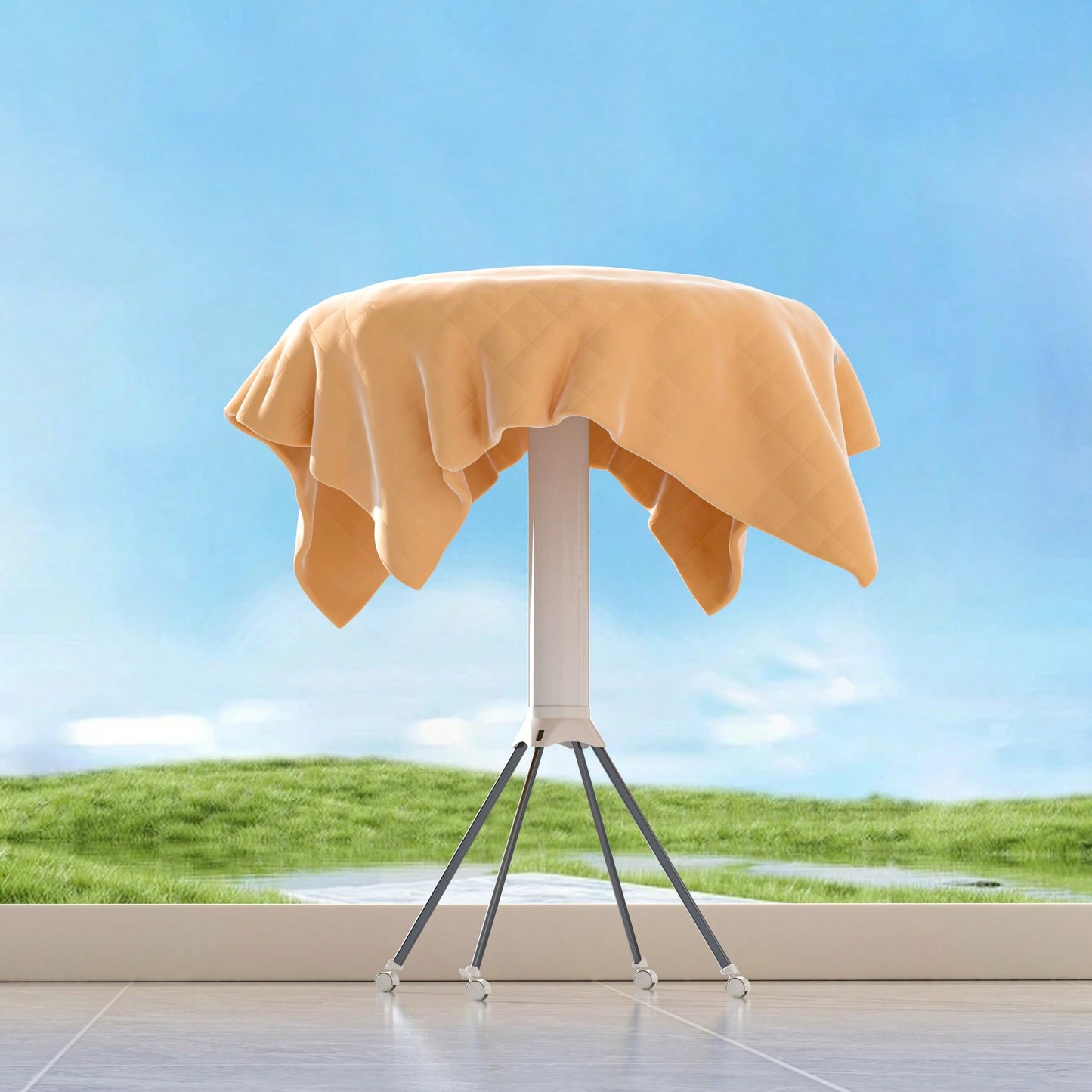 Portable Foldable Aluminum Alloy Double-Tier Clothes Drying Rack For Indoor Outdoor Use Camping Poolside