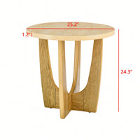 25 Inch Round Wooden End Table For Living Room And Bedroom Oak Color Nightstand