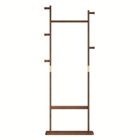 Solid Wood Coat Rack Hanger 23.6x11x64.1in Friendly Stylish Design For Bedroom Entrance Living Room Walnut Finish