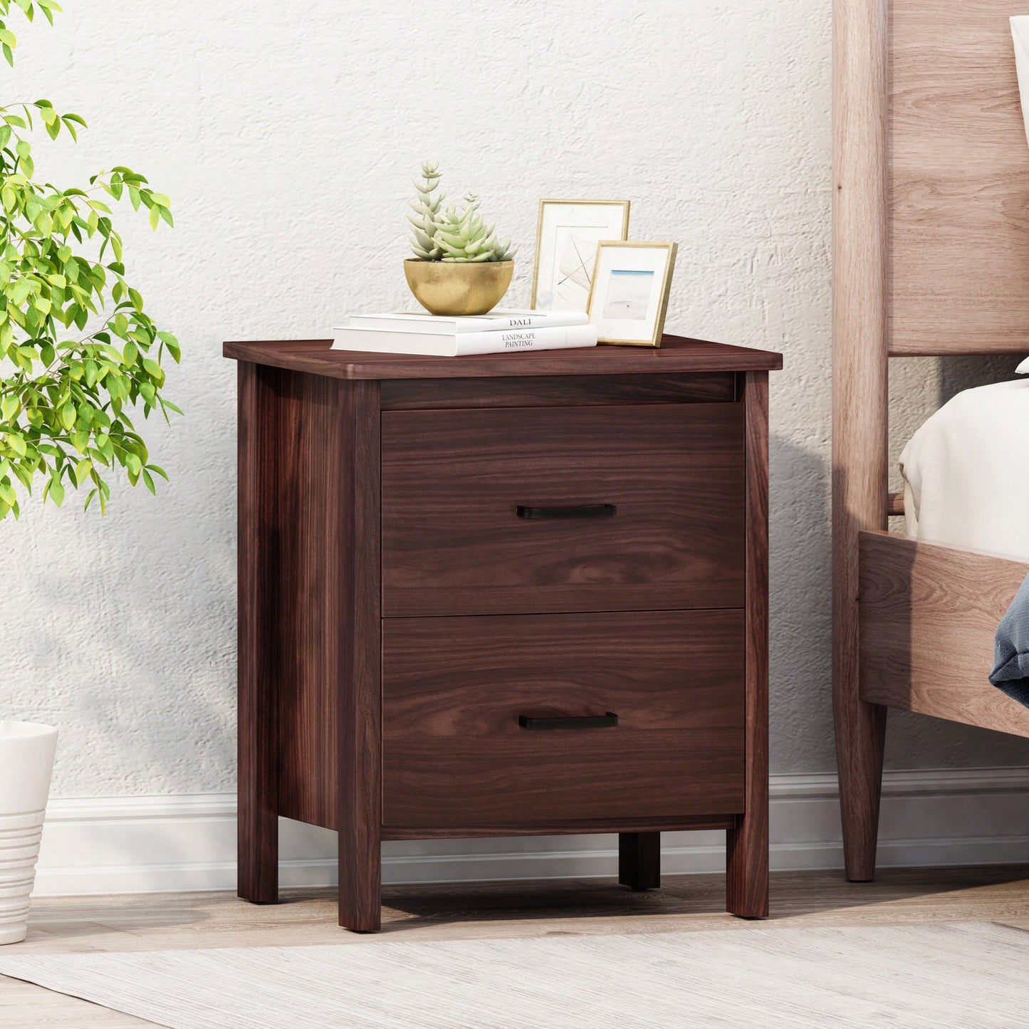 Easy Assembly Nightstand With Storage And Modern Design