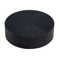 Modern Round Coffee Table For Living Room MDF Drum Center Table Walnut Finish No Assembly Required