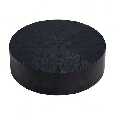 Modern Round Coffee Table For Living Room MDF Drum Center Table Walnut Finish No Assembly Required