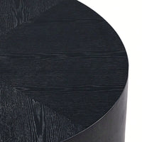Modern Round Coffee Table For Living Room MDF Drum Center Table Walnut Finish No Assembly Required