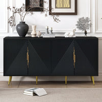 Geometric Wave Design Sideboard With Adjustable Features And Conical Legs For Study Entryway And Living Room