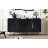 Geometric Wave Design Sideboard With Adjustable Features And Conical Legs For Study Entryway And Living Room