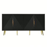 Geometric Wave Design Sideboard With Adjustable Features And Conical Legs For Study Entryway And Living Room