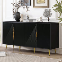 Geometric Wave Design Sideboard With Adjustable Features And Conical Legs For Study Entryway And Living Room