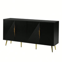Geometric Wave Design Sideboard With Adjustable Features And Conical Legs For Study Entryway And Living Room