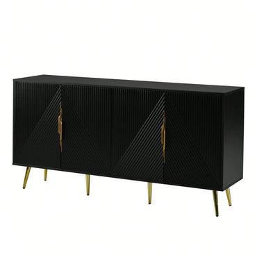 Geometric Wave Design Sideboard With Adjustable Features And Conical Legs For Study Entryway And Living Room