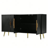 Geometric Wave Design Sideboard With Adjustable Features And Conical Legs For Study Entryway And Living Room