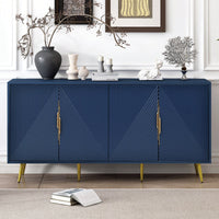 Geometric Wave Design Sideboard With Adjustable Features And Conical Legs For Study Entryway And Living Room