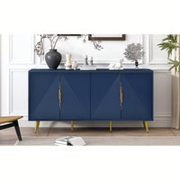 Geometric Wave Design Sideboard With Adjustable Features And Conical Legs For Study Entryway And Living Room