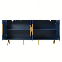 Geometric Wave Design Sideboard With Adjustable Features And Conical Legs For Study Entryway And Living Room