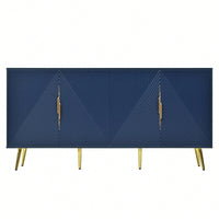 Geometric Wave Design Sideboard With Adjustable Features And Conical Legs For Study Entryway And Living Room