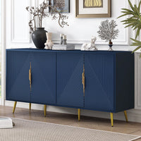 Geometric Wave Design Sideboard With Adjustable Features And Conical Legs For Study Entryway And Living Room