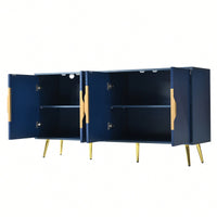 Geometric Wave Design Sideboard With Adjustable Features And Conical Legs For Study Entryway And Living Room