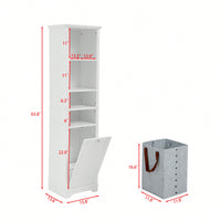 Tall Bathroom Storage Cabinet with Adjustable Shelves and Laundry Hamper Versatile Organizer for Small Spaces in White Finish